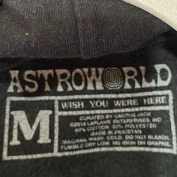 Travis Scott Astroworld Logo Wish You Were Here Hoodie Black Men's Med-Preowned - Picture 3 of 4